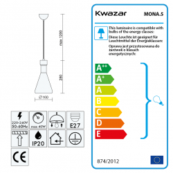 Nowoczesna lampa wisząca 1xE27 biała LW.165 WH