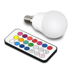 Żarówka LED RGB E14 G45 5,5W z pilotem